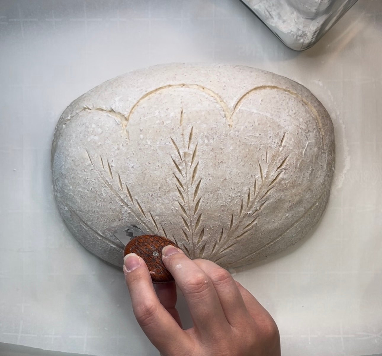 scoring sourdough bread
