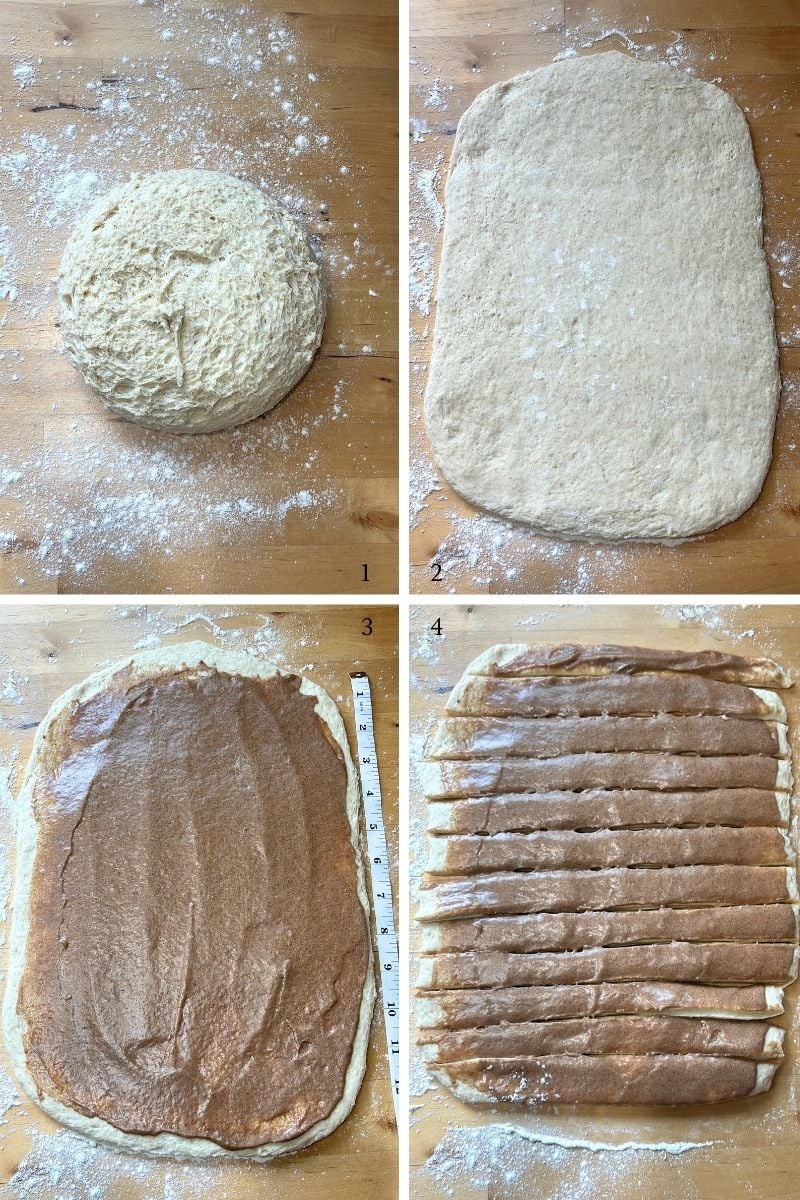 shaping and rolling steps for sourdough protein cinnamon rolls