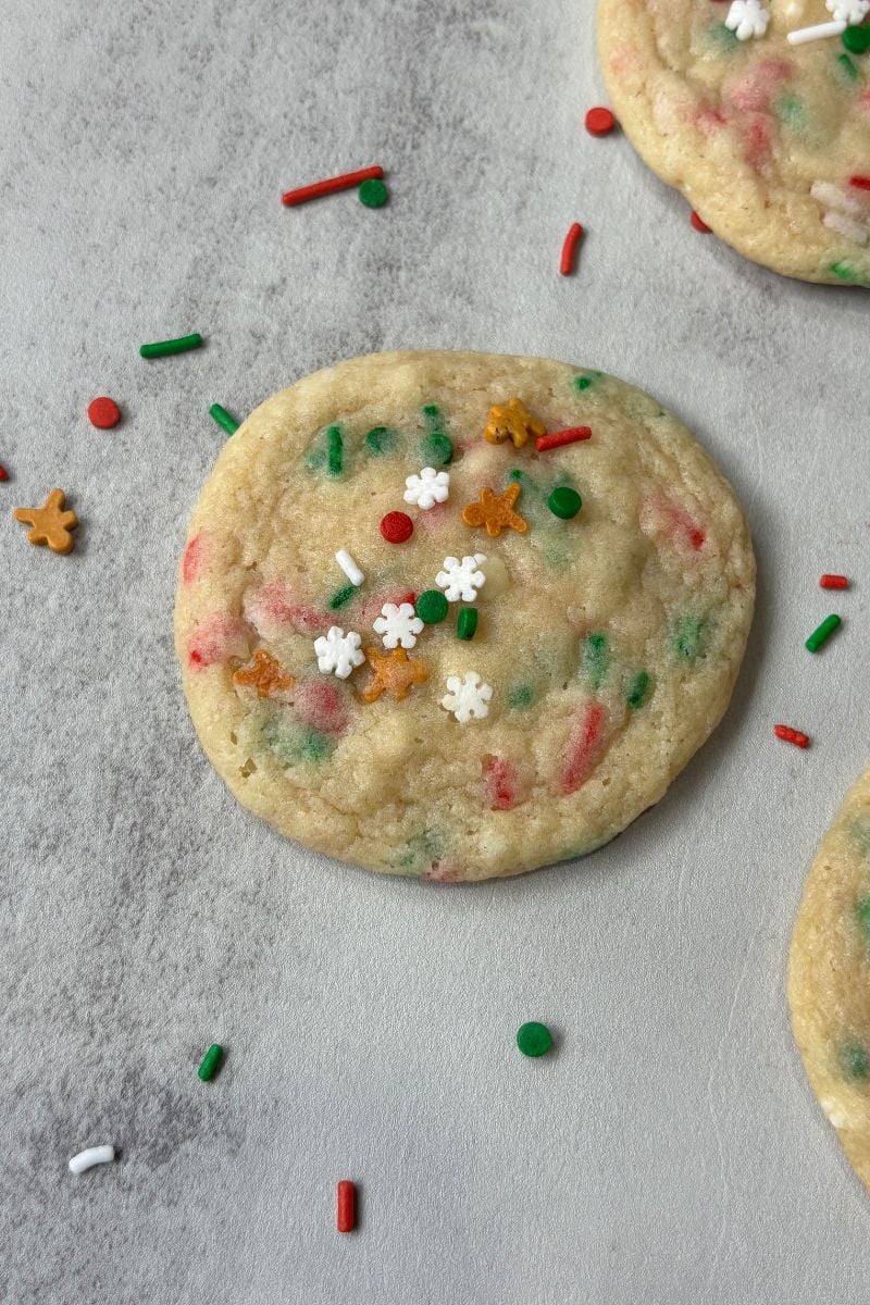 soft sourdough discard Christmas cookie on a gray background