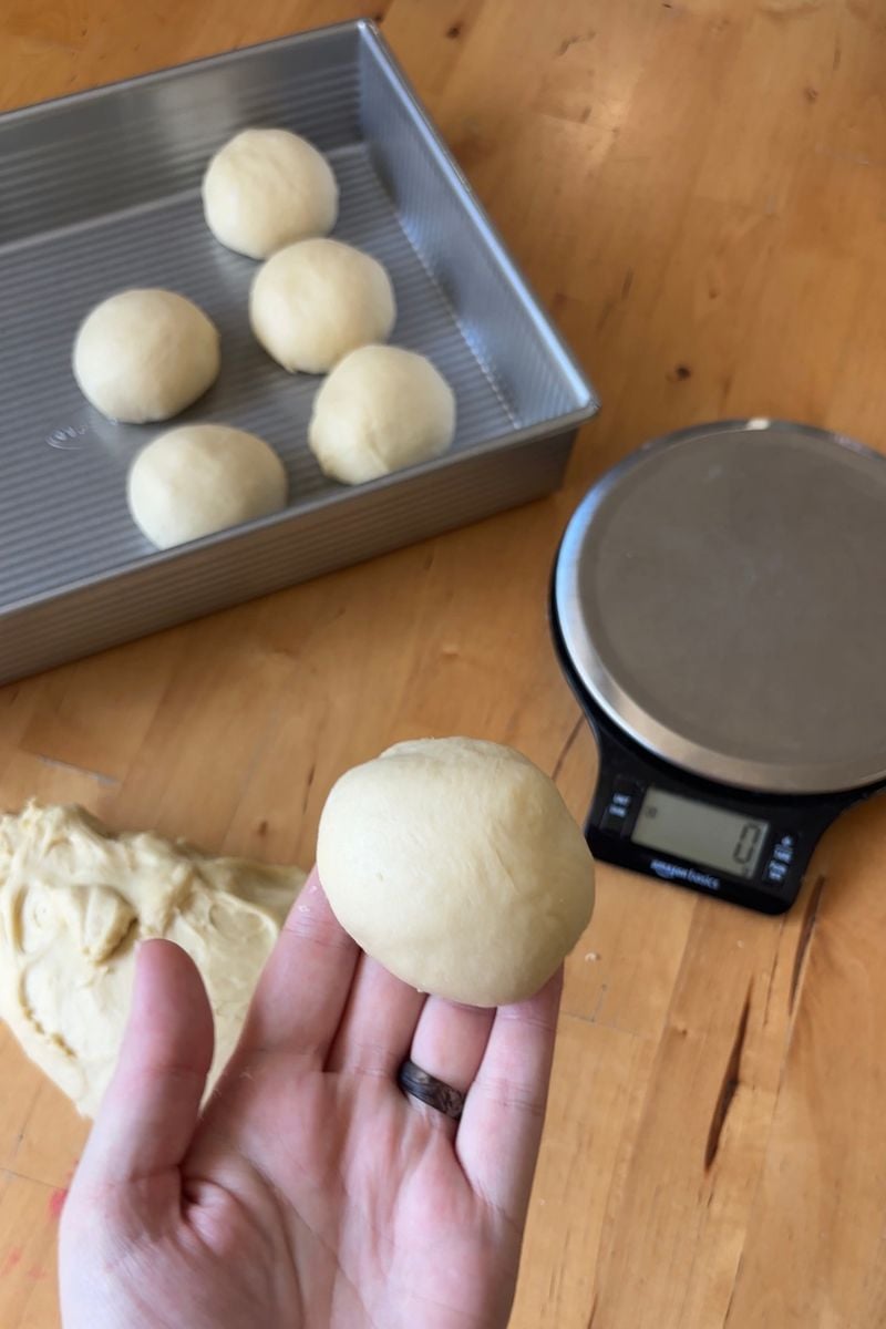 Shaping Quick Sourdough Discard Dinner Rolls